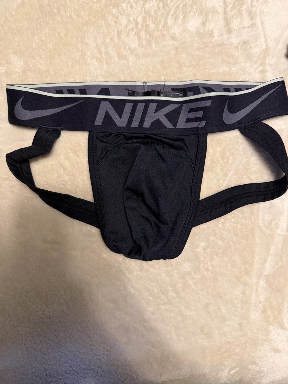 Nike Black Men’s Support Jockstrap with Gray Logo Waistband